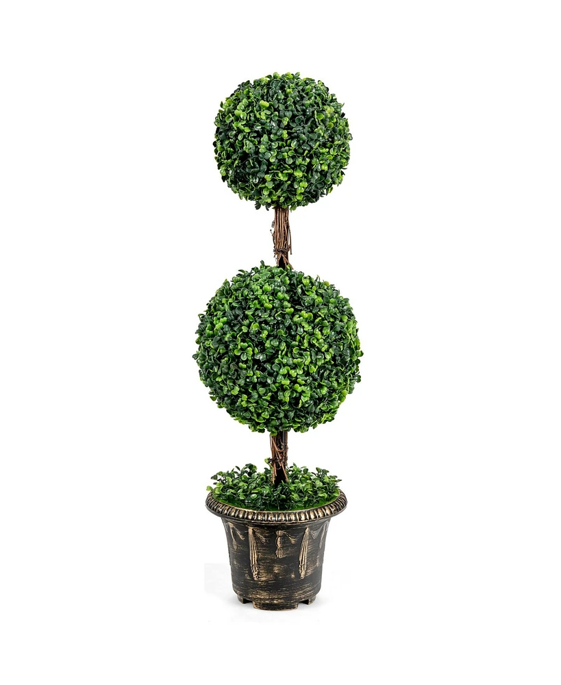 Slickblue 36 Inch Artificial Double Ball Tree Indoor and Outdoor Uv Protection