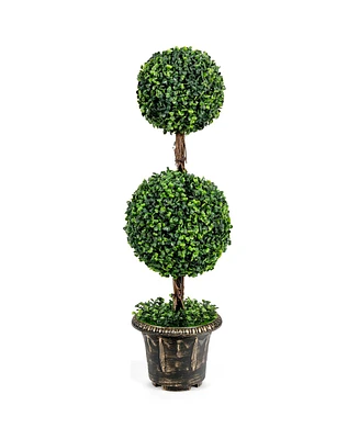 Slickblue 36 Inch Artificial Double Ball Tree Indoor and Outdoor Uv Protection