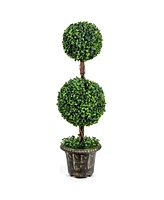 Slickblue 36 Inch Artificial Double Ball Tree Indoor and Outdoor Uv Protection