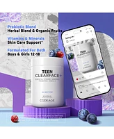 Codeage Teen Clearface Adolescent Face, Skin & Pimples, Vitamins A, C, D3, E, Pantothenic Acid, Niacin, Zinc Supplement Teenagers, Probiotics, L-Lysin