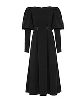 Nocturne Women's Balloon Sleeve Long Dress With Removal Sleeves