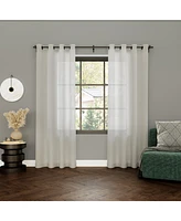 Slub Textured Linen Blend Black Grommet Top Curtain