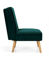 Inolait Sugift Velvet Accent Armless Side Chair with Rubber Wood Legs for Bedroom