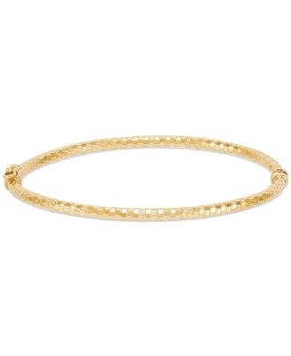 Italian Gold Textured Disco-Cut Hinged Bangle Bracelet in 10k Gold