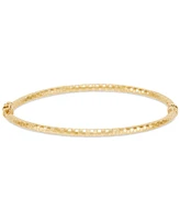 Italian Gold Textured Disco-Cut Hinged Bangle Bracelet in 10k Gold