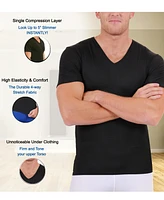 Instaslim Men's Power Mesh Compression Short Sleeve V-Neck T-shirt