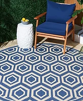 Safavieh Courtyard CY6902 Blue and Beige 7'10" x 7'10" Round Outdoor Area Rug