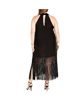 City Chic Women's Calypso Fringe Dress