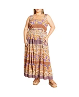 City Chic Plus Sasha Border Maxi Dress