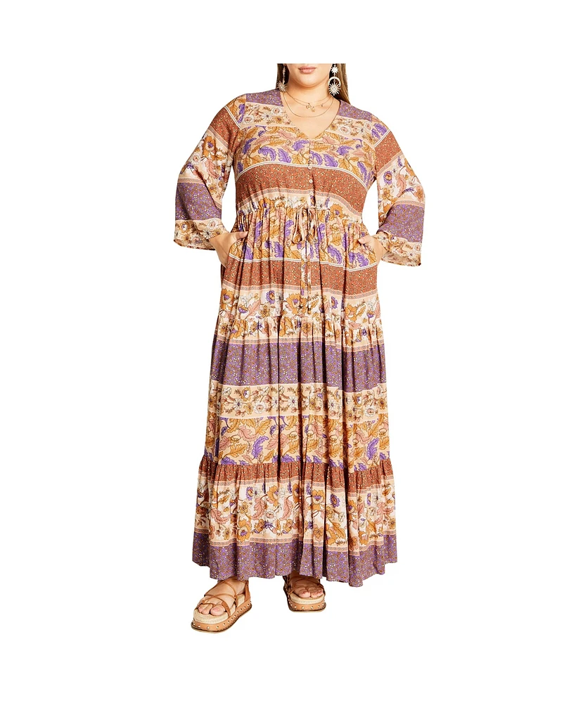 City Chic Women's Endless Sun Border Maxi Dress