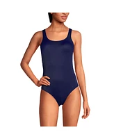 Lands' End Petite Chlorine Resistant High Leg Soft Cup Tugless Sporty One Piece Swimsuit