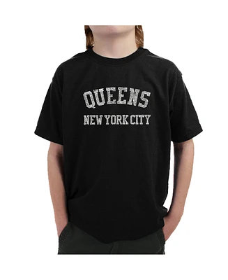 La Pop Art Boys Word T-shirt - Popular Neighborhoods Queens, Ny