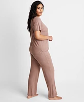 State of Day Women's 2-Pc. Ribbed Short-Sleeve Pajamas Set, Created for Macy's