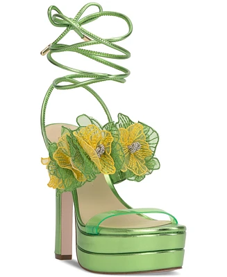 Jessica Simpson Iyla Flower Embellished Strappy High Heel Platform Sandals