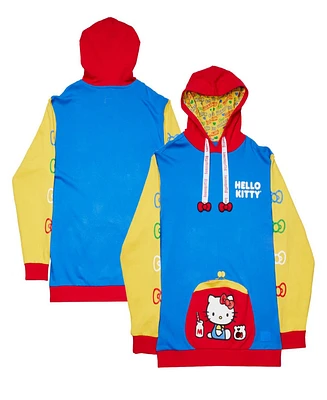 Unisex Loungefly Blue/Yellow Hello Kitty 50th Anniversary Color-Block Pullover Hoodie