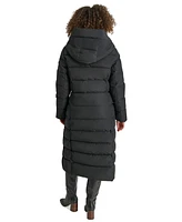 Dkny Women's Bibbed Shawl Collar Hooded Puffer Coat