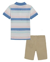 Tommy Hilfiger Toddler Boys Multi Stripe Polo Shirt Twill Shorts Set