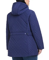 Jones New York Plus Hooded Stand-Collar Quilted Coat