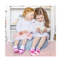 Komuello Infant Girl Breathable Washable Non-Slip Sock Shoes Mary Jane Bow