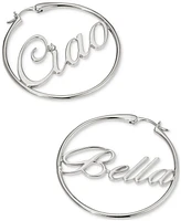 Ajoa by Nadri Medium Cubic Zirconia "Ciao Bella" Hoop Earrings, 1.62"