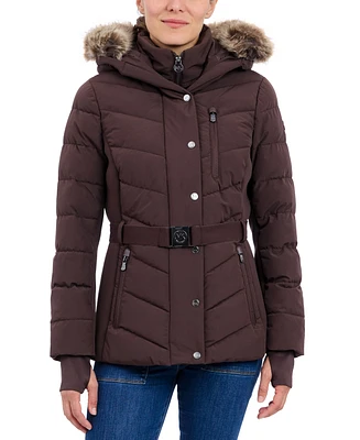 Michael Kors Womens Detail Back Hooded Puffer Coat, Created for Macys