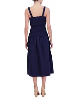 Eliza J Women's Cotton Smocked-Bodice Midi Sun Dress