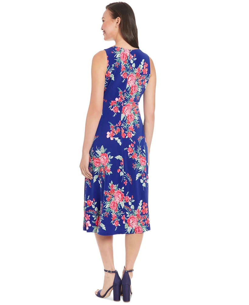 London Times Women's Floral-Print Fit & Flare Dress