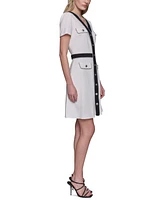 Karl Lagerfeld Paris Women's Two-Tone Button-Front Dress