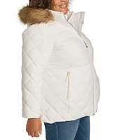 Tommy Hilfiger Plus Size Faux-Fur-Trim Hooded Puffer Coat, Created for Macy's