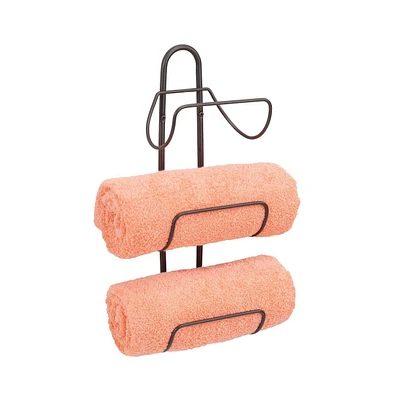 mDesign Metal 3-Level Wall Mount Towel Rack Holder and Storage Organizer