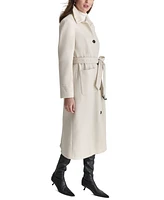 Dkny Women's Faux-Fur-Trim Single-Breasted Belted Coat