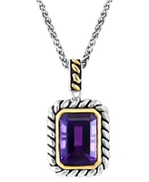 Effy Amethyst Rope-Frame 18" Pendant Necklace (5-1/4 ct. t.w.) in Sterling Silver & Gold-Plate