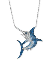 Le Vian Denim Ombre Sapphire (2-3/4 ct. t.w.), White Sapphire (1-1/8 ct. t.w.) & Chocolate Diamond Accent Swordfish 17-1/2" Pendant Necklace in 14k Wh