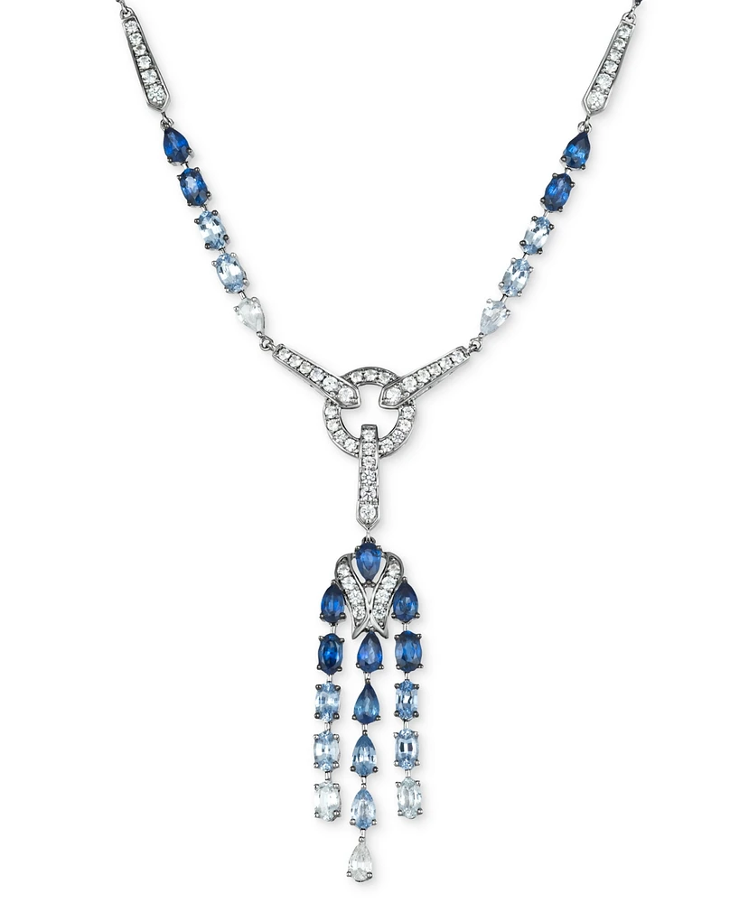 Le Vian Denim Ombre Sapphire (7-1/20 ct. t.w.) & White Sapphire (2-3/4 ct. t.w.) Chandelier 19" Lariat Necklace in 14k White Gold