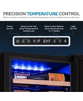 Newair Shadow Series Wine Cooler Refrigerator 56 Bottles Dual Temperature Zones, Freestanding Mirrored Wine and Beverage Fridge with Double-Layer Temp