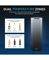 Newair Shadow Series Wine Cooler Refrigerator 56 Bottles Dual Temperature Zones, Freestanding Mirrored Wine and Beverage Fridge with Double