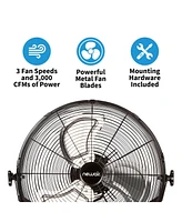 Newair 18" High Velocity Wall Mount Fan, Heavy Duty Outdoor Fan, Adjustable Tilt and 3 Speeds up to 4012 Cfm, Pull Chain Switch | Wall Fan or Garage F