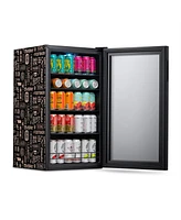 Newair "Beers of the World" Custom Designed Freestanding 126 Can Beer Fridge with Split Shelf