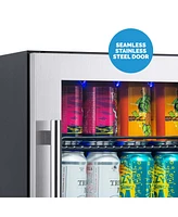 Newair 15" Premium Built-in Dual Zone 9 Bottle and 48 Can Wine and Beverage Fridge in Stainless Steel with Split Shelf