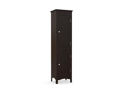 Slickblue Tall Bathroom Floor Cabinet with Shutter Doors and Adjustable Shelf