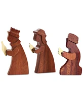 Nambe Acacia Wood Gold-Plate Accent Wisemen, Set of 3