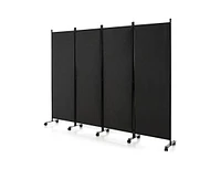 Slickblue 4-Panel Folding Room Divider 6 Feet Rolling Privacy Screen with Lockable Wheels