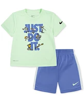 Nike Toddler Boys Just Do It Graphic Dri-fit T-Shirt & Tricot Shorts, 2 Piece Set