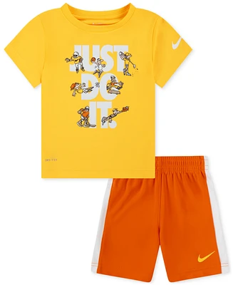 Nike Toddler Boys Just Do It Graphic Dri-fit T-Shirt & Tricot Shorts, 2 Piece Set