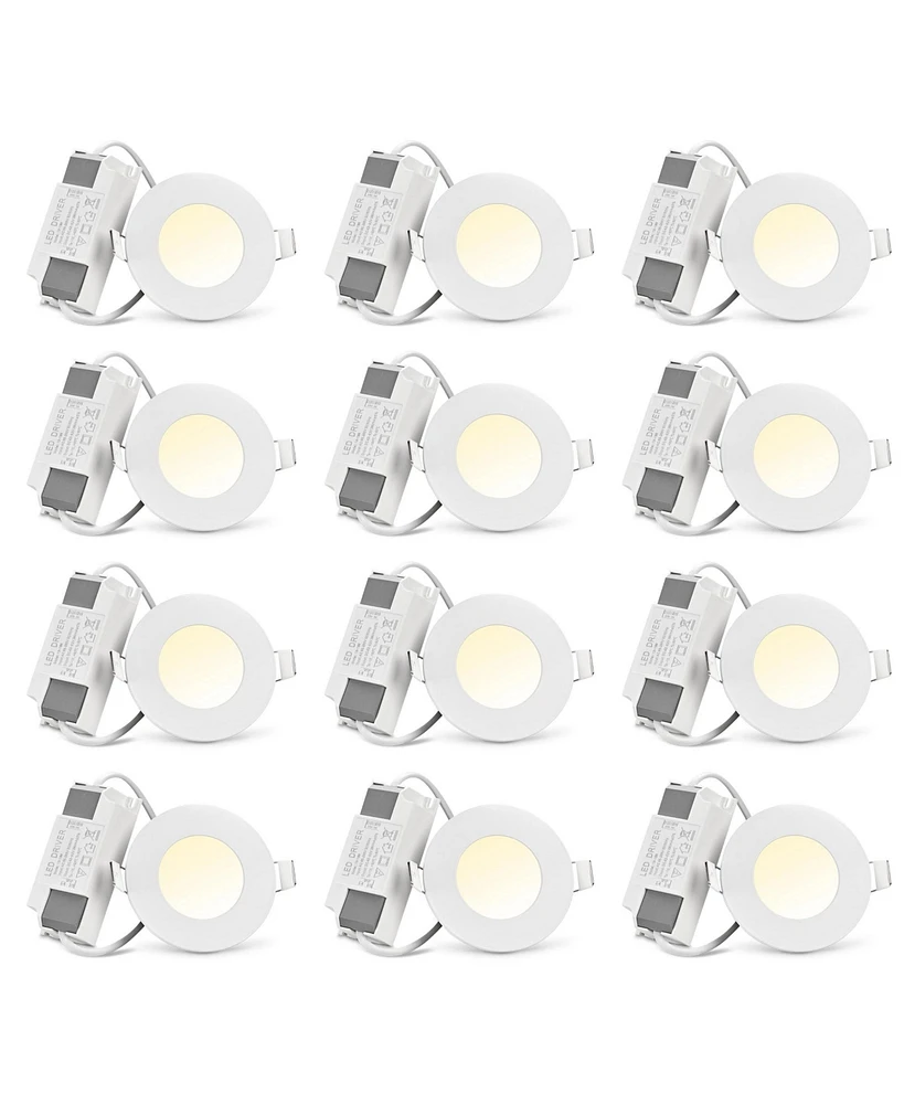 3" Led Recessed Ceiling Panel Down Light Round 3 Color Slim Spot Lamp 12 Pack