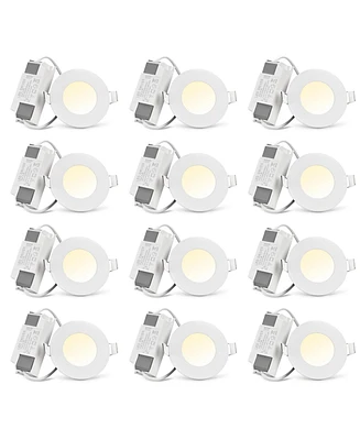 3" Led Recessed Ceiling Panel Down Light Round 3 Color Slim Spot Lamp 12 Pack