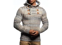 Leif Nelson Men's Knit Hoodie with Toggle Closures – High Collar Design