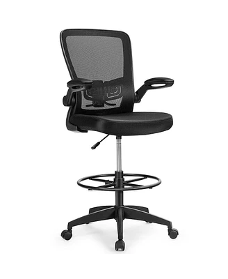 Slickblue Height Adjustable Drafting Chair with Flip Up Arms for Home Office