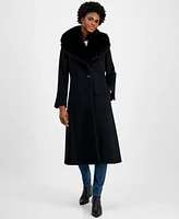 Via Spiga Women's Single-Breasted Faux-Fur-Collar Maxi Coat