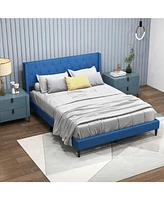 Slickblue Queen Upholstered Platform Bed with Button Tufted Wingback Headboard